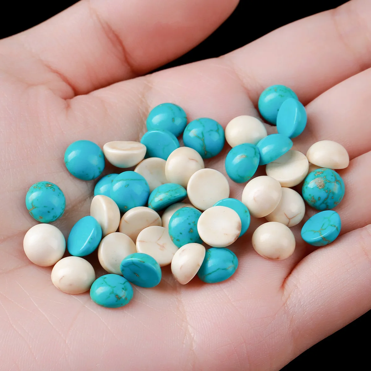 100Pcs/Lot Synthetic White and Green Turquoise Round Ring Cabochons Beads For Jewelry Making DIY Rings Necklace Inlaid Accessory
100Pcs/Lot Synthetic White and Green Turquoise Round Ring Cabochons Beads For Jewelry Making DIY Rings Necklace Inlaid Accessory