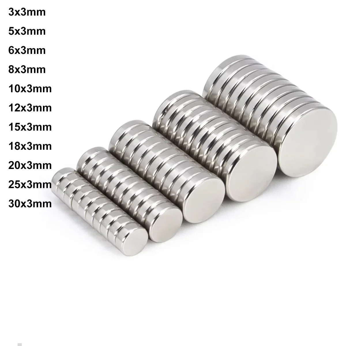 Round Magnet Diameter 3mm - 30mm Thickness 3mm Neodymium N35 Permanent NdFeB Super Strong Powerful Magnetic imane Disc
Round Magnet Diameter 3mm - 30mm Thickness 3mm Neodymium N35 Permanent NdFeB Super Strong Powerful Magnetic imane Disc