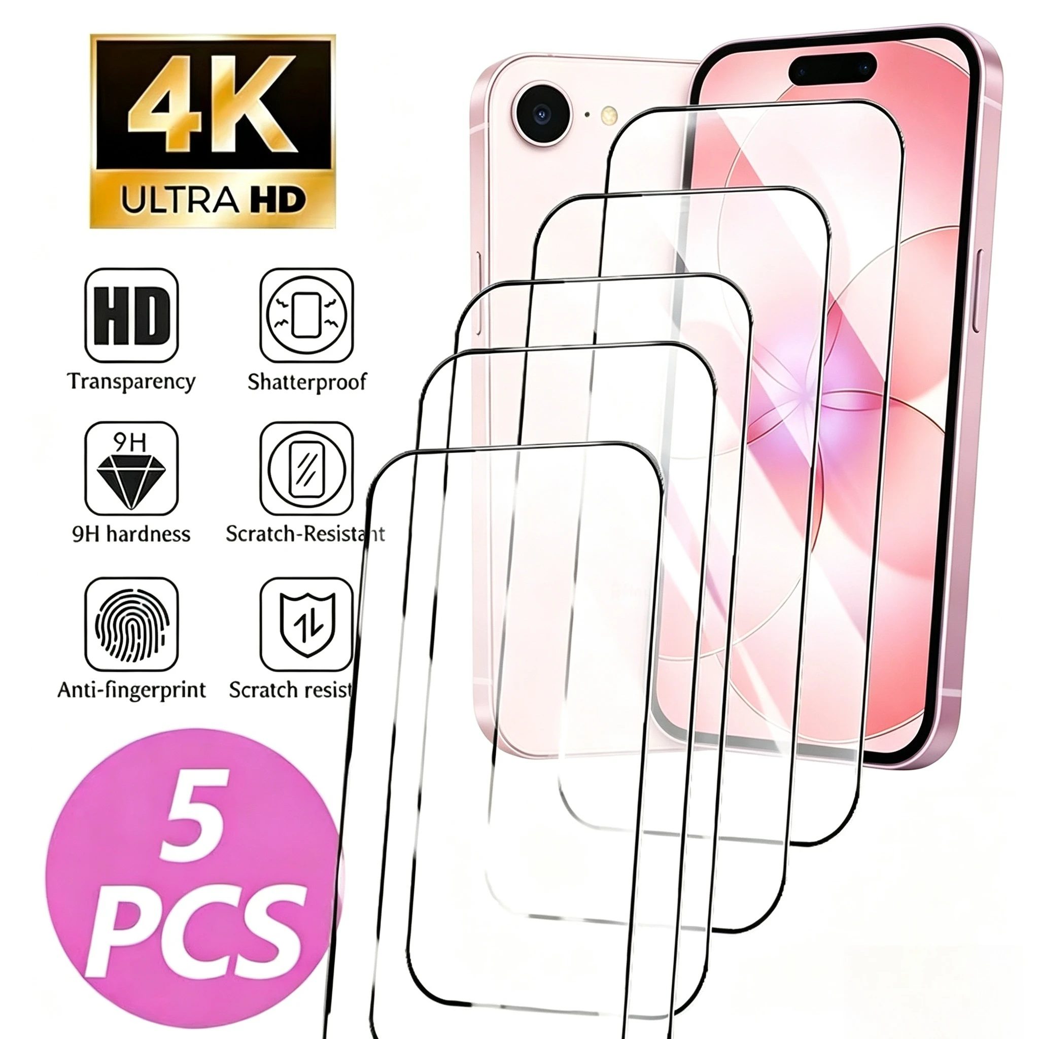 Suitable for iPhone 17/16/15/14/13/12/11/XR full series, 5 pieces high-definition screen protector, bubble-free installation.
Suitable for iPhone 17/16/15/14/13/12/11/XR full series, 5 pieces high-definition screen protector, bubble-free installation.