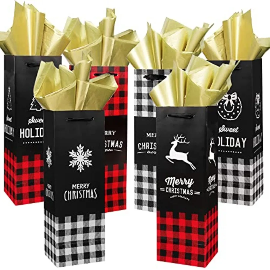 Bottle Gift Bags with Tissue Paper, Heavy Duty Xmas Bottle Cover with Tags for Holiday Decoration, 12 Pack
Bottle Gift Bags with Tissue Paper, Heavy Duty Xmas Bottle Cover with Tags for Holiday Decoration, 12 Pack