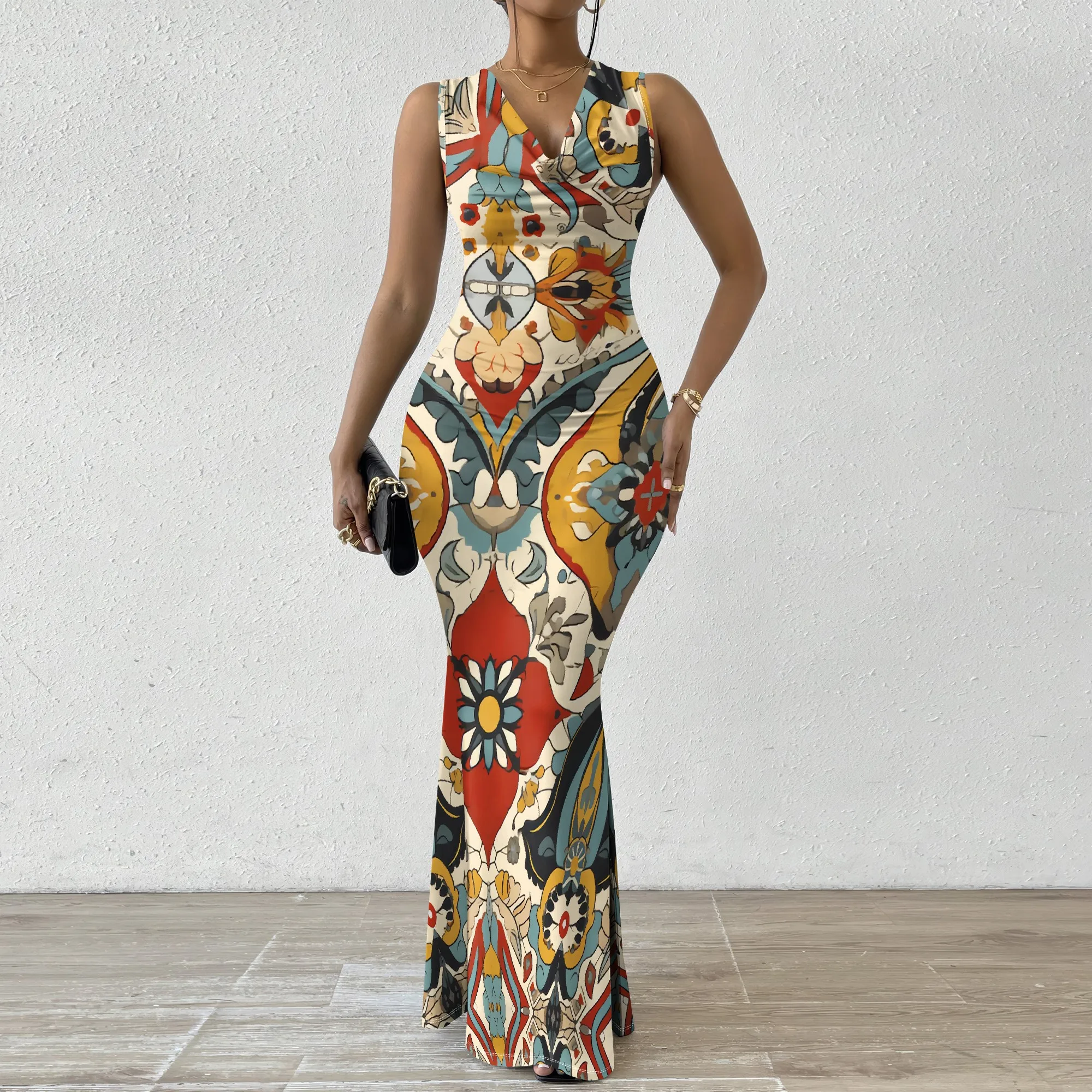 Boho Floral Print Maxi Dress XS-2XL, Sleeveless V-Neck Dress for Women, Ideal for Summer Festivals & Casual Outings
Boho Floral Print Maxi Dress XS-2XL, Sleeveless V-Neck Dress for Women, Ideal for Summer Festivals & Casual Outings