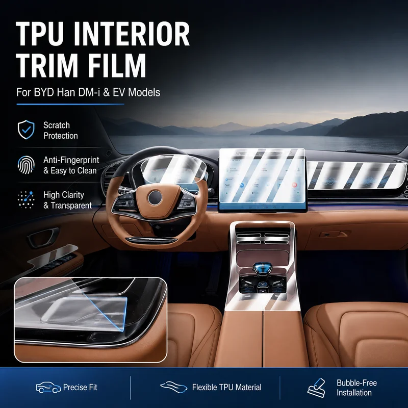 TPU Interior Trim Film for BYD Han DM-i and EV Models - Dashboard, Instrument Panel & Center Console Screen Protector
TPU Interior Trim Film for BYD Han DM-i and EV Models - Dashboard, Instrument Panel & Center Console Screen Protector