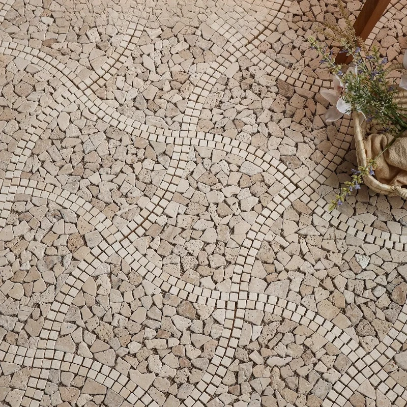 Beige lime travertine, crushed stone mosaic, bathroom, B&B, hotel villa, garden, outdoor second-hand floor tiles
Beige lime travertine, crushed stone mosaic, bathroom, B&B, hotel villa, garden, outdoor second-hand floor tiles