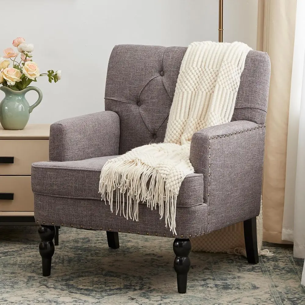 Lumbar Pillow Club Chair, Upholstered Button-Tufted Armchair, Accent Reading Chair, Linen Fabric Sofa for Bedroom and Living Roo
Lumbar Pillow Club Chair, Upholstered Button-Tufted Armchair, Accent Reading Chair, Linen Fabric Sofa for Bedroom and Living Roo