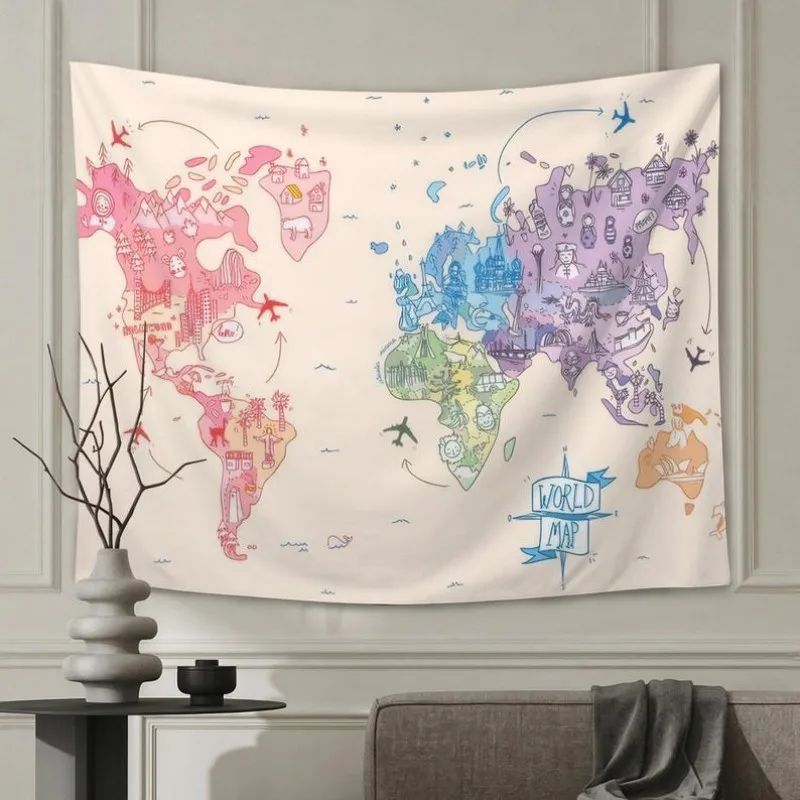 VIKAMA Watercolor World Map Tapestry Polyester Fiber Living Room Education Travel Decoration Wall Hanging Room Decoration
VIKAMA Watercolor World Map Tapestry Polyester Fiber Living Room Education Travel Decoration Wall Hanging Room Decoration