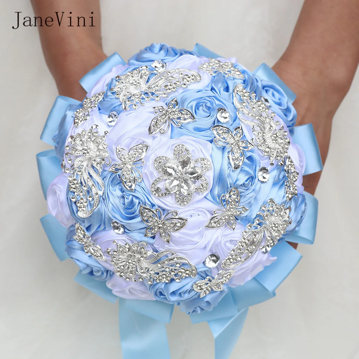 JaneVini Luxury Light Blue Wedding Bouquet Silver Rhinestone Crystal Artificial Bride Bridal Hand Bouquet Fleur Artificielle
JaneVini Luxury Light Blue Wedding Bouquet Silver Rhinestone Crystal Artificial Bride Bridal Hand Bouquet Fleur Artificielle