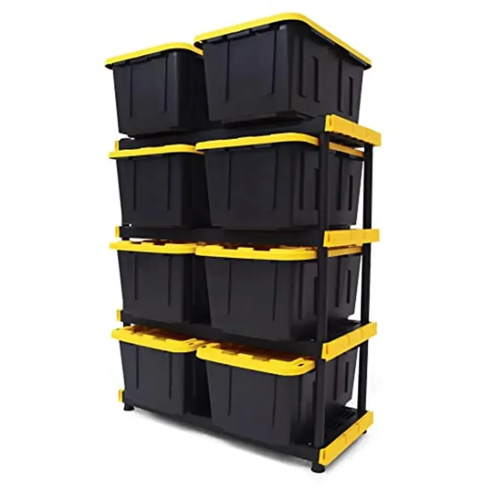 Adjustable Heavy Duty Storage Shelf with Secure Lid Garage Organizer Tools Sporting Goods Set of 4 Shelves 27 Gallon Containers
Adjustable Heavy Duty Storage Shelf with Secure Lid Garage Organizer Tools Sporting Goods Set of 4 Shelves 27 Gallon Containers