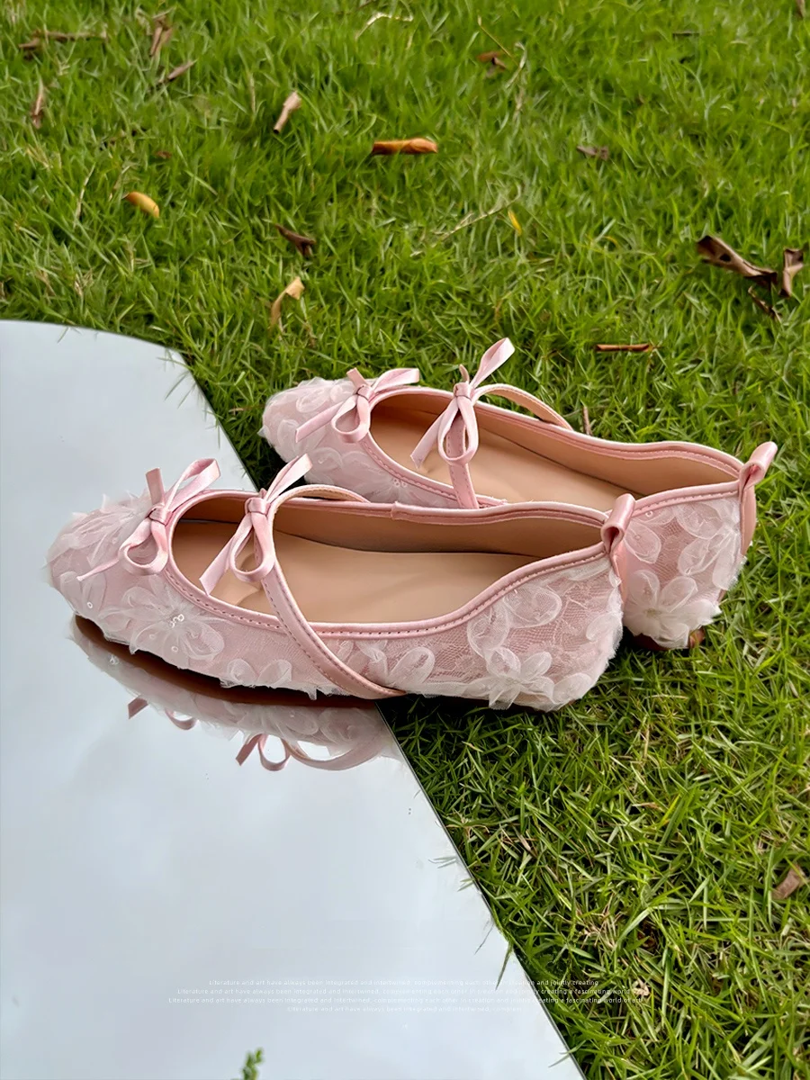 Ballet Flat Mary Jane Shoes Women's Knot Lace Fairy Style Velvet Anti-Slip Rubber Sole Square Head Inner Heightening
Ballet Flat Mary Jane Shoes Women's Knot Lace Fairy Style Velvet Anti-Slip Rubber Sole Square Head Inner Heightening