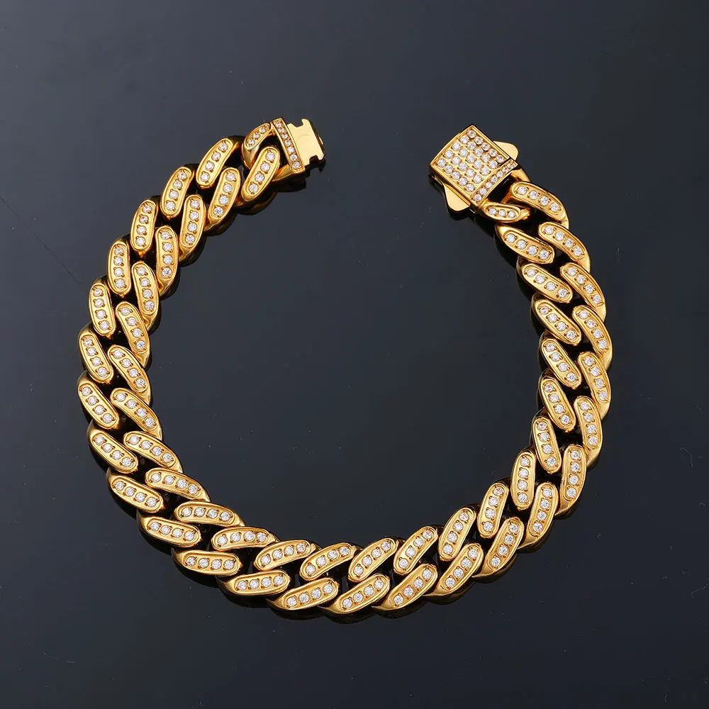 ESKEEM 12mm Iced Out 1 Row CZ Cuban Link Chain Bracelet Stainless Steel 18K Gold PVD Plated Chain Jewelry for Men and Women
ESKEEM 12mm Iced Out 1 Row CZ Cuban Link Chain Bracelet Stainless Steel 18K Gold PVD Plated Chain Jewelry for Men and Women