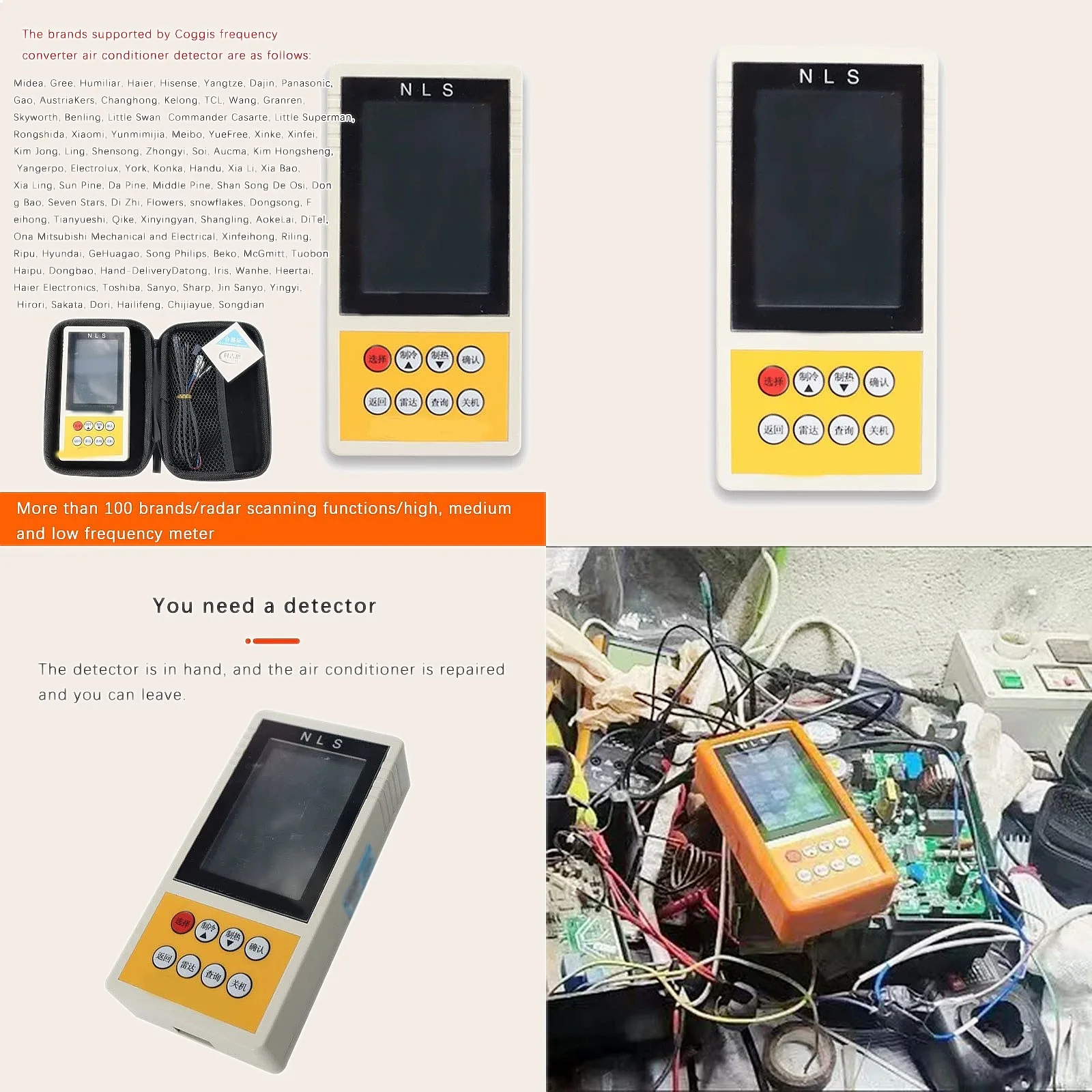 Multi-Brand Universal Frequency Converter AC Detector Internal External Unit Maintenance Tool
Multi-Brand Universal Frequency Converter AC Detector Internal External Unit Maintenance Tool