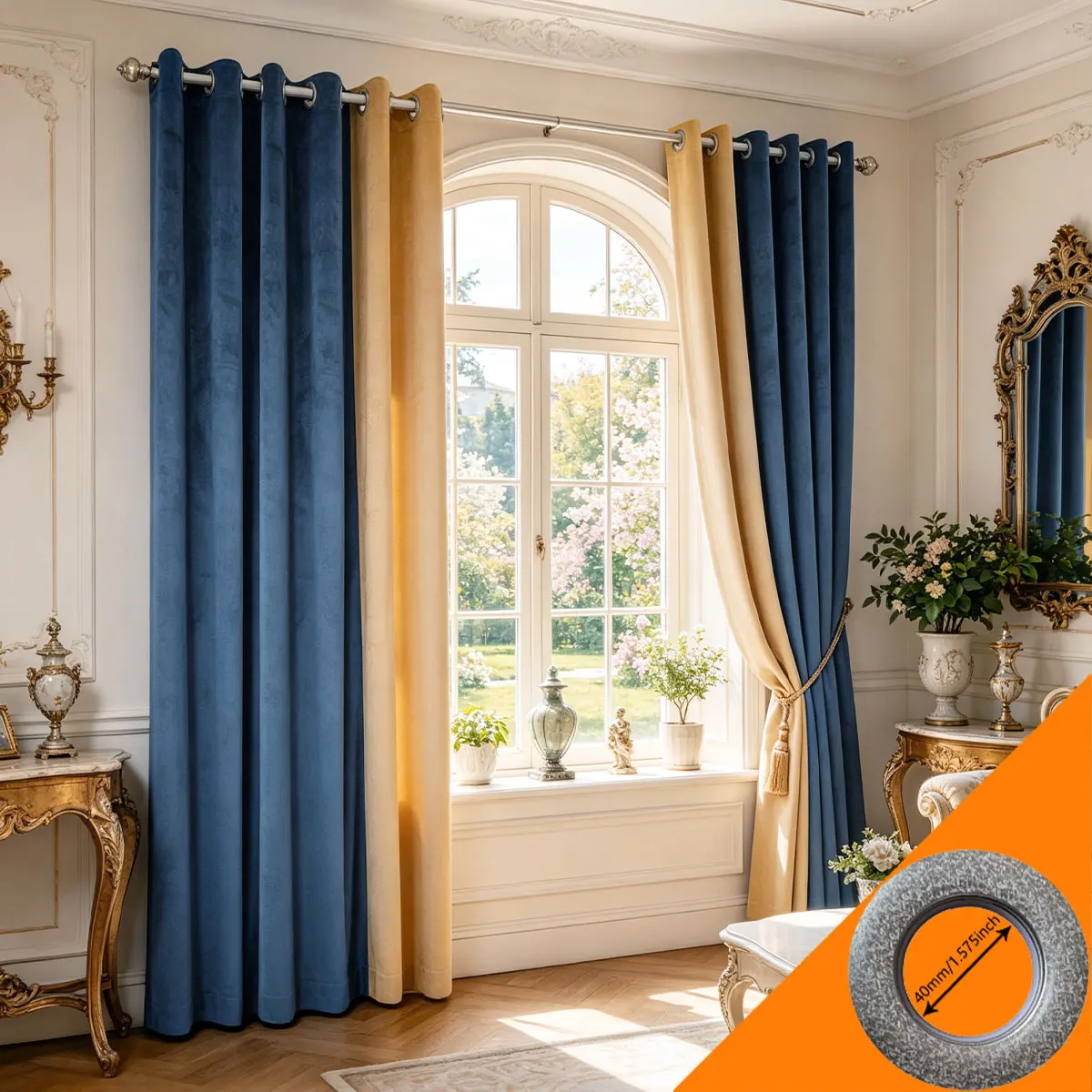 2 Panels Blue & Beige Velvet Curtains, Luxury European Blackout Thermal Drapes for Living Room
2 Panels Blue & Beige Velvet Curtains, Luxury European Blackout Thermal Drapes for Living Room
