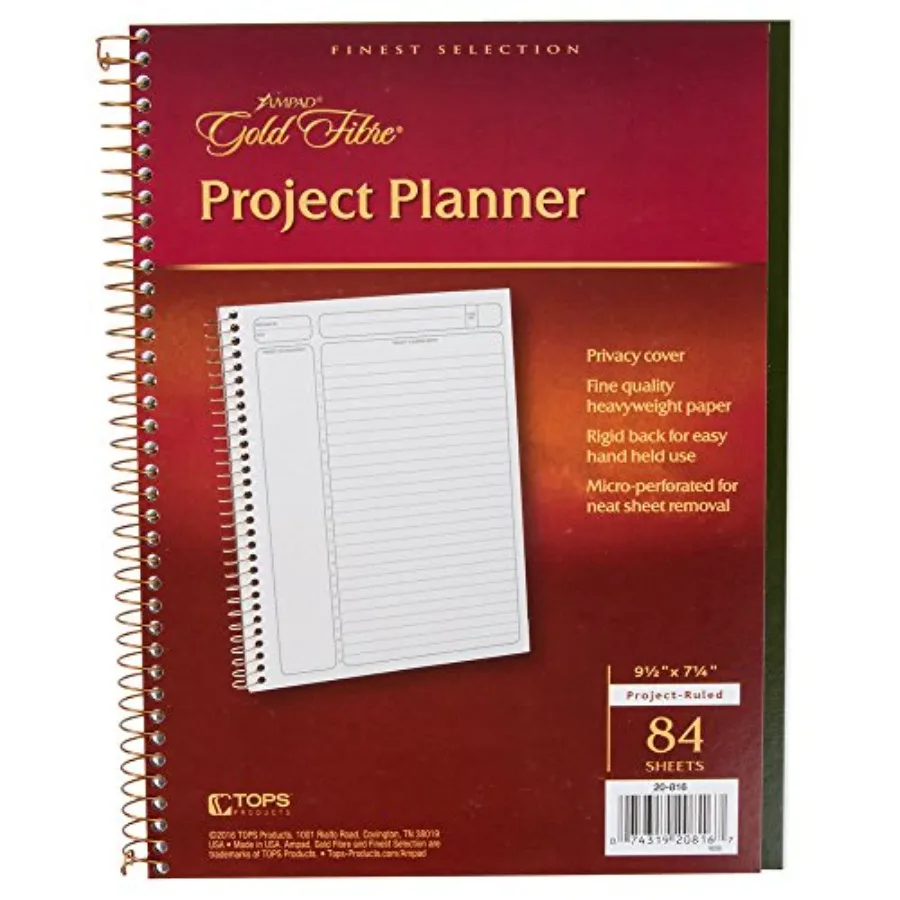20-816 Gold Fibre 7 1/4" x 9 1/2" Wirebound Project Planner with Green Cover - 6/Pack
20-816 Gold Fibre 7 1/4" x 9 1/2" Wirebound Project Planner with Green Cover - 6/Pack