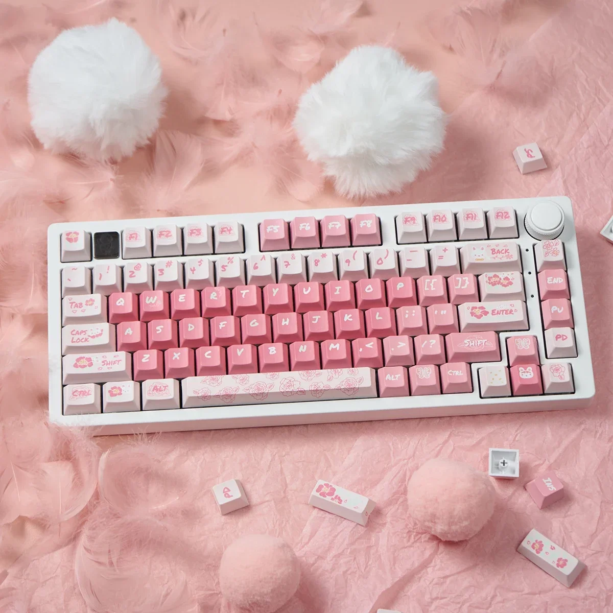 Camellia Rabbit Rain Pink Mechanical Keyboard Keycap PBT Sublimation 130 Keys Original Factory Height Adaptation 61/75/87 etc
Camellia Rabbit Rain Pink Mechanical Keyboard Keycap PBT Sublimation 130 Keys Original Factory Height Adaptation 61/75/87 etc