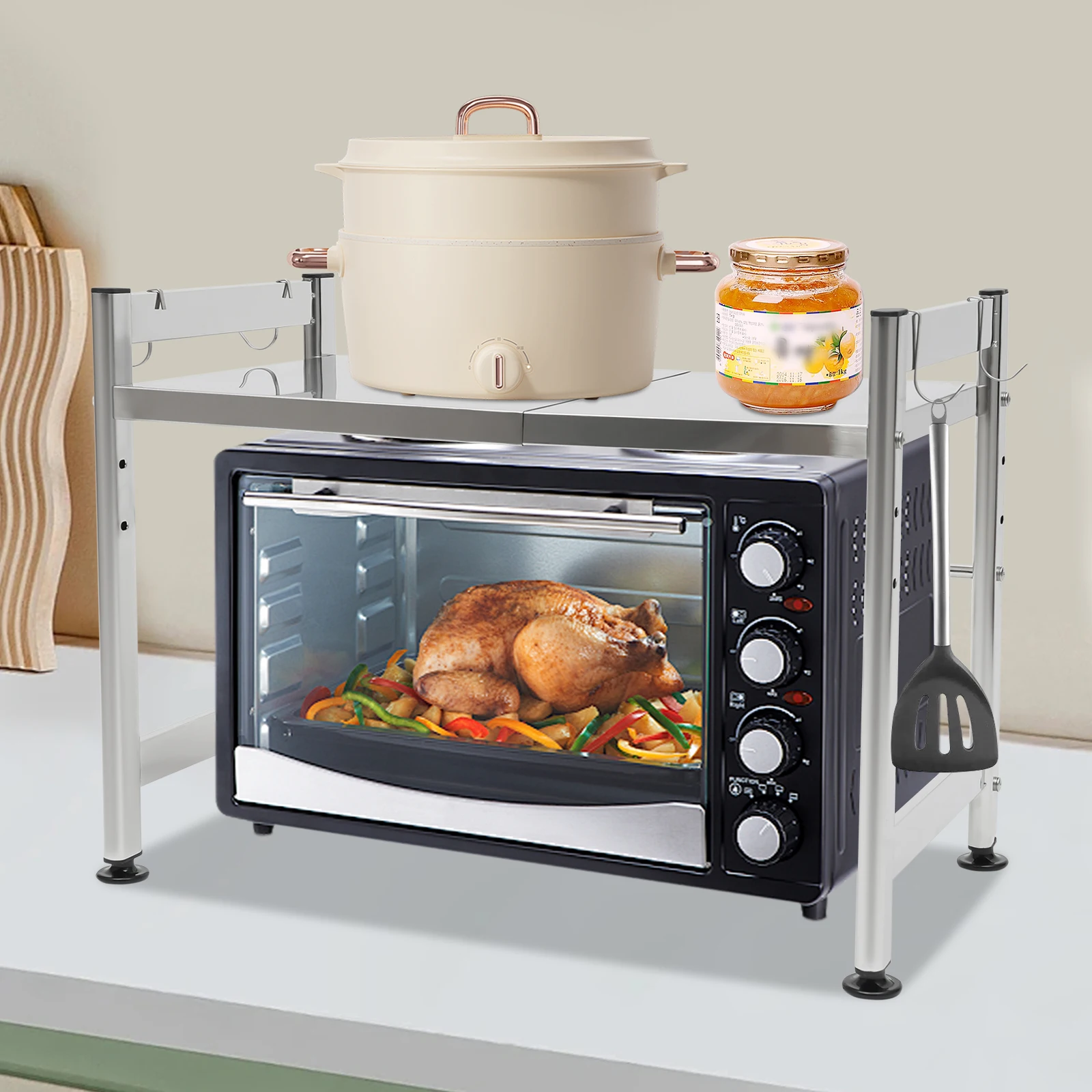 Стойка для микроволновой печи 30-50 кг, регулируемая кухонная стойка, расширяемая стойка для хранения из нержавеющей стали 201
Стойка для микроволновой печи 30-50 кг, регулируемая кухонная стойка, расширяемая стойка для хранения из нержавеющей стали 201