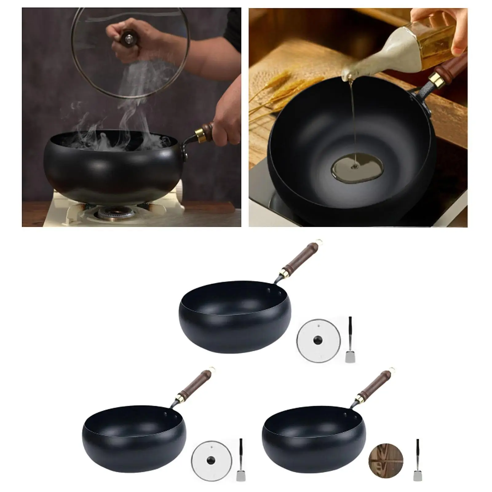 Wok Universal with Detachable Handle Uncoated Sautee Cooking Chinese Wok Round Bottom Pot Nonstick for Kitchen Restaurant Home
Wok Universal with Detachable Handle Uncoated Sautee Cooking Chinese Wok Round Bottom Pot Nonstick for Kitchen Restaurant Home