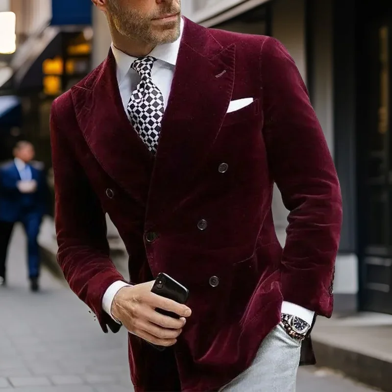Velvet Blazer For Men Double Breasted Burgundy Smoking Jacket Elegant Dinner Party Suit Coat 1 PC
Velvet Blazer For Men Double Breasted Burgundy Smoking Jacket Elegant Dinner Party Suit Coat 1 PC