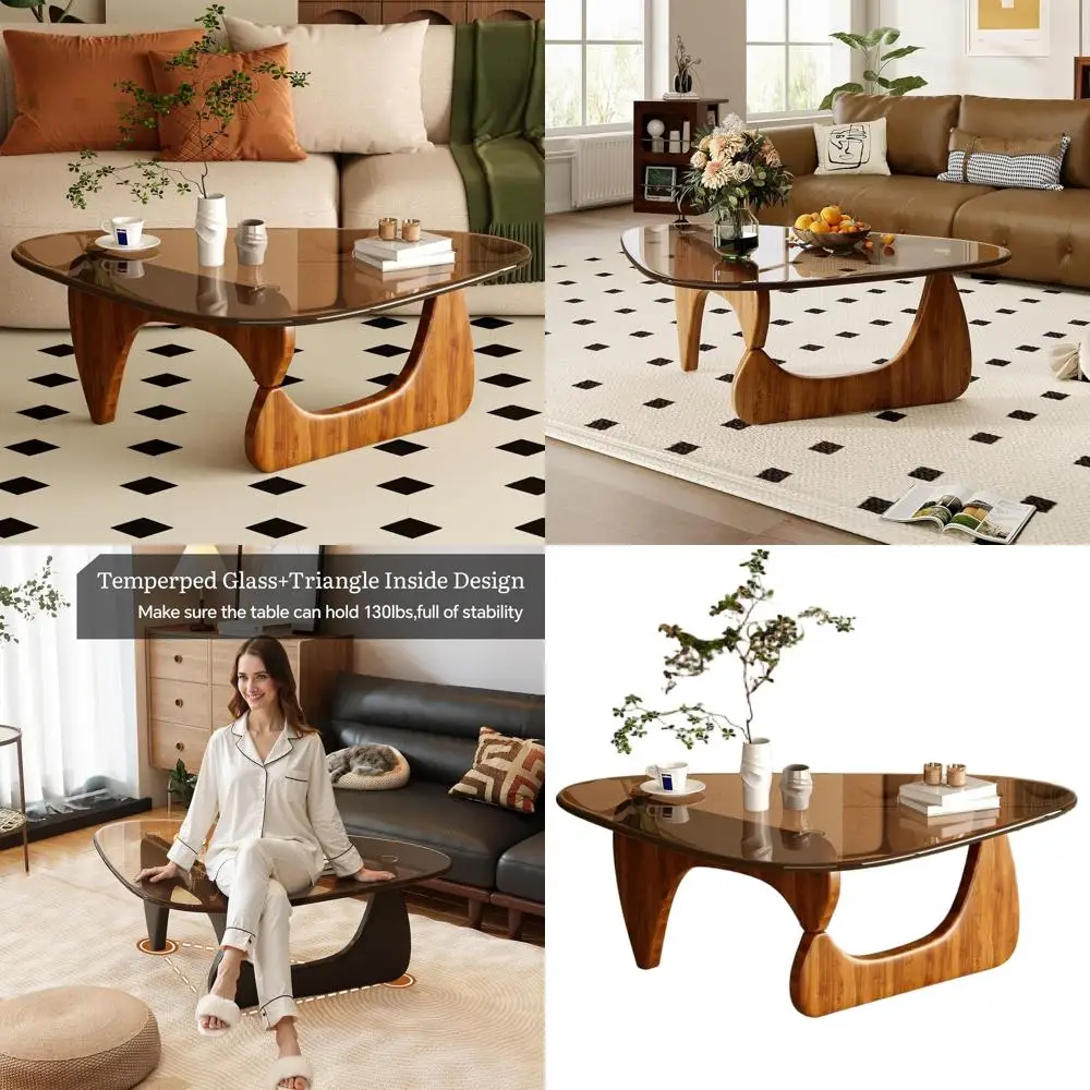 Modern Walnut Living Room Coffee Table with Glass Top
Modern Walnut Living Room Coffee Table with Glass Top