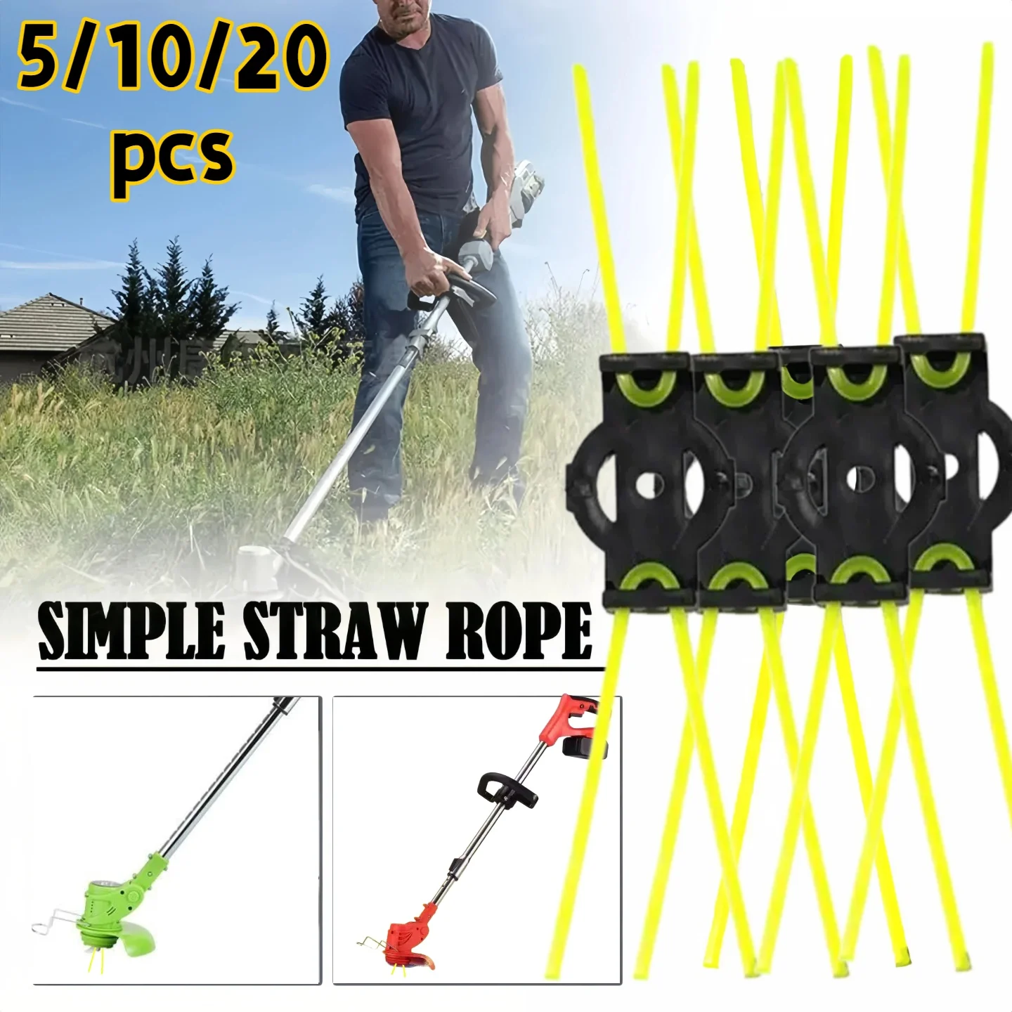 20/10/5pcs Simple Grass Rope Mower Accessories Straw Rope Wear-resistant Mower Head Replacement Outdoor Garden Accessories
20/10/5pcs Simple Grass Rope Mower Accessories Straw Rope Wear-resistant Mower Head Replacement Outdoor Garden Accessories
