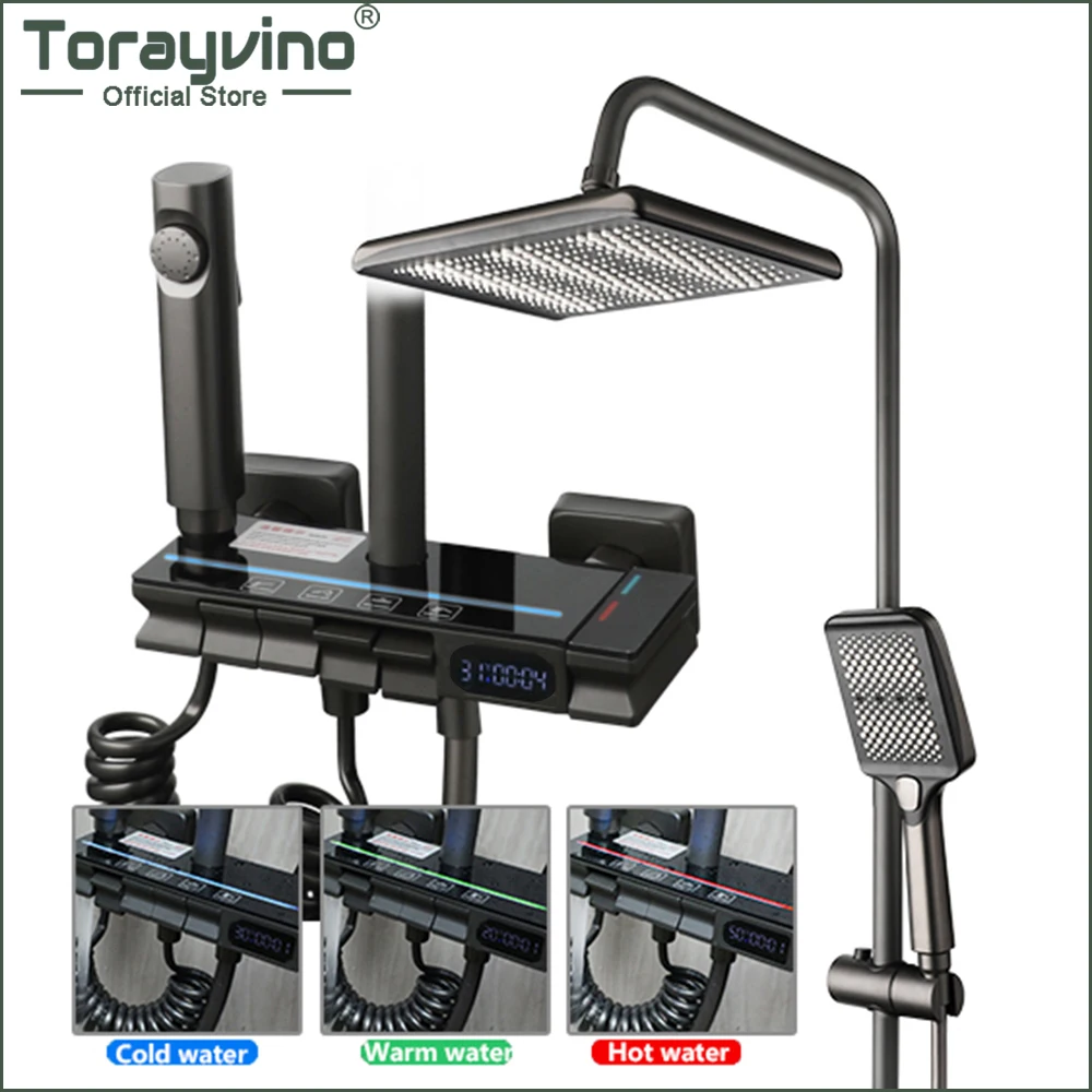 Torayvino душевой набор для ванной комнаты, настенное крепление, цифровой дисплей под давлением, 4-сторонняя душевая система, смеситель для дождя, смеситель Chuveiro Banheiro
Torayvino душевой набор для ванной комнаты, настенное крепление, цифровой дисплей под давлением, 4-сторонняя душевая система, смеситель для дождя, смеситель Chuveiro Banheiro