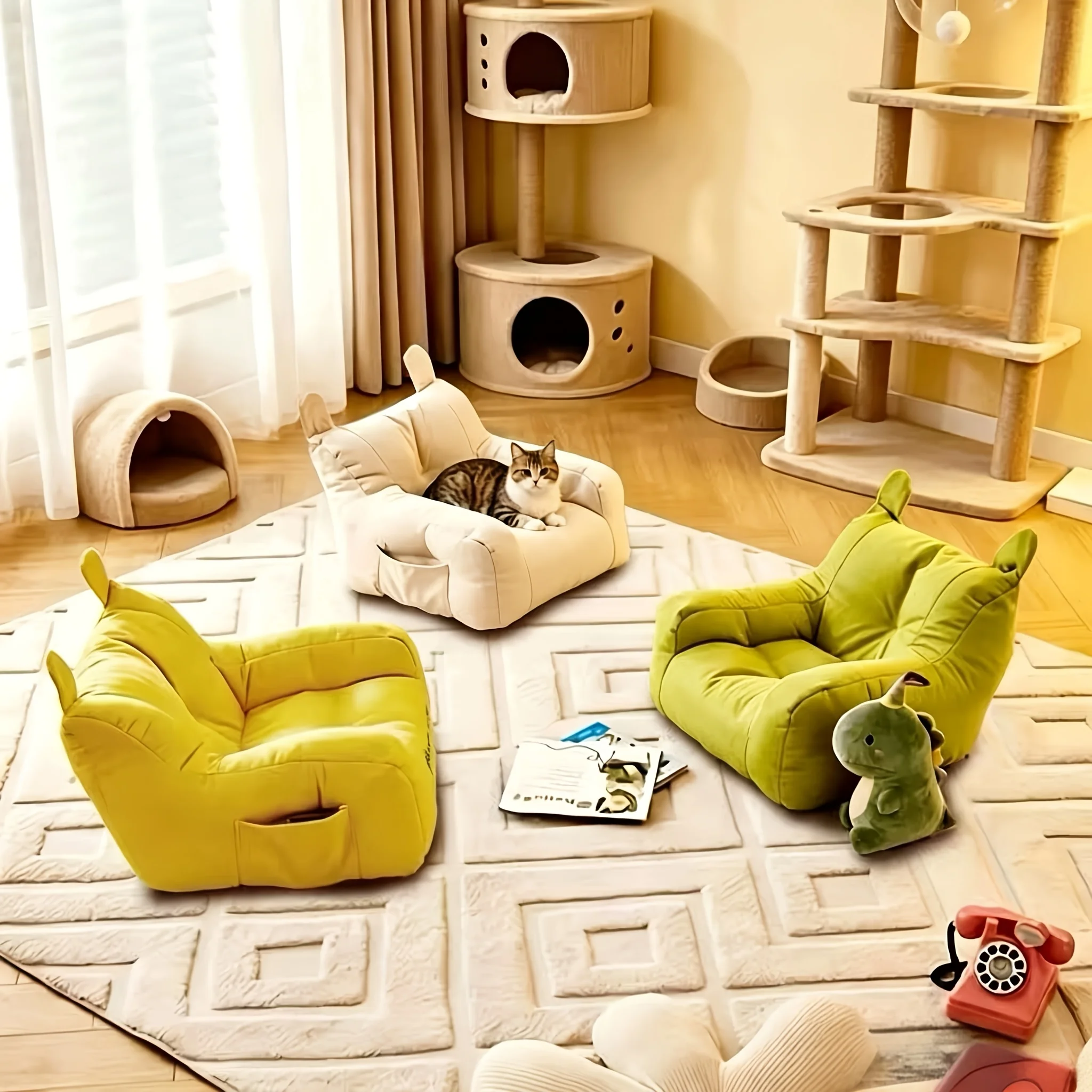 Cat Sofa Bed with Cartoon Design, Detachable Washable Pet Bed for Indoor Cats, Support Up To 2.72KG, Cozy Pet Furniture Gifts
Cat Sofa Bed with Cartoon Design, Detachable Washable Pet Bed for Indoor Cats, Support Up To 2.72KG, Cozy Pet Furniture Gifts