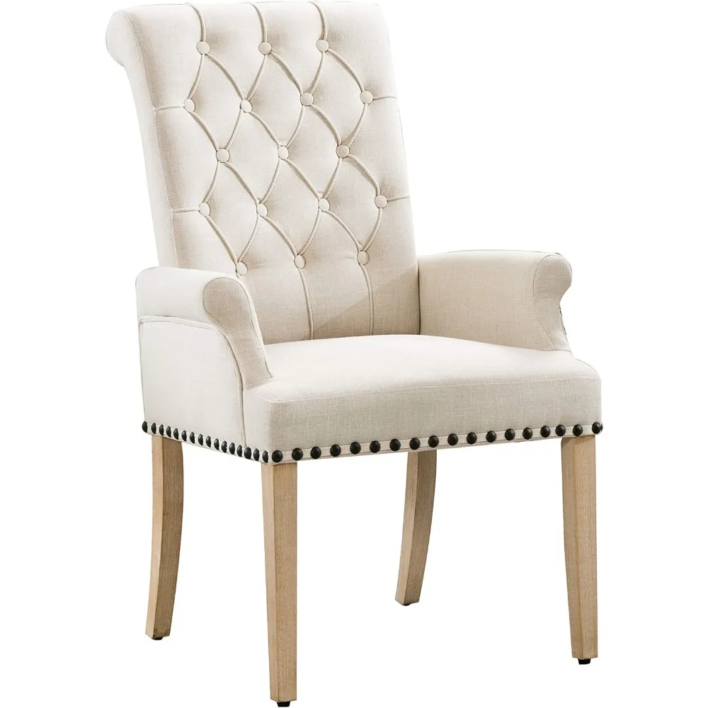 Dining Room Chairs with Arms,Tufted High Back Nailed Trim with Untique Oak Wood Legs for Kitchen Restaurant Room Bed
Dining Room Chairs with Arms,Tufted High Back Nailed Trim with Untique Oak Wood Legs for Kitchen Restaurant Room Bed