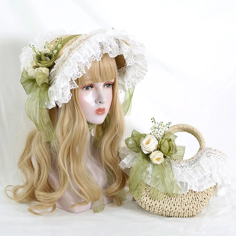 Lolita Headwear Bonette Bow Lace Straw Hat Picnic Basket Bag Girl Spring Summer Hat
Lolita Headwear Bonette Bow Lace Straw Hat Picnic Basket Bag Girl Spring Summer Hat