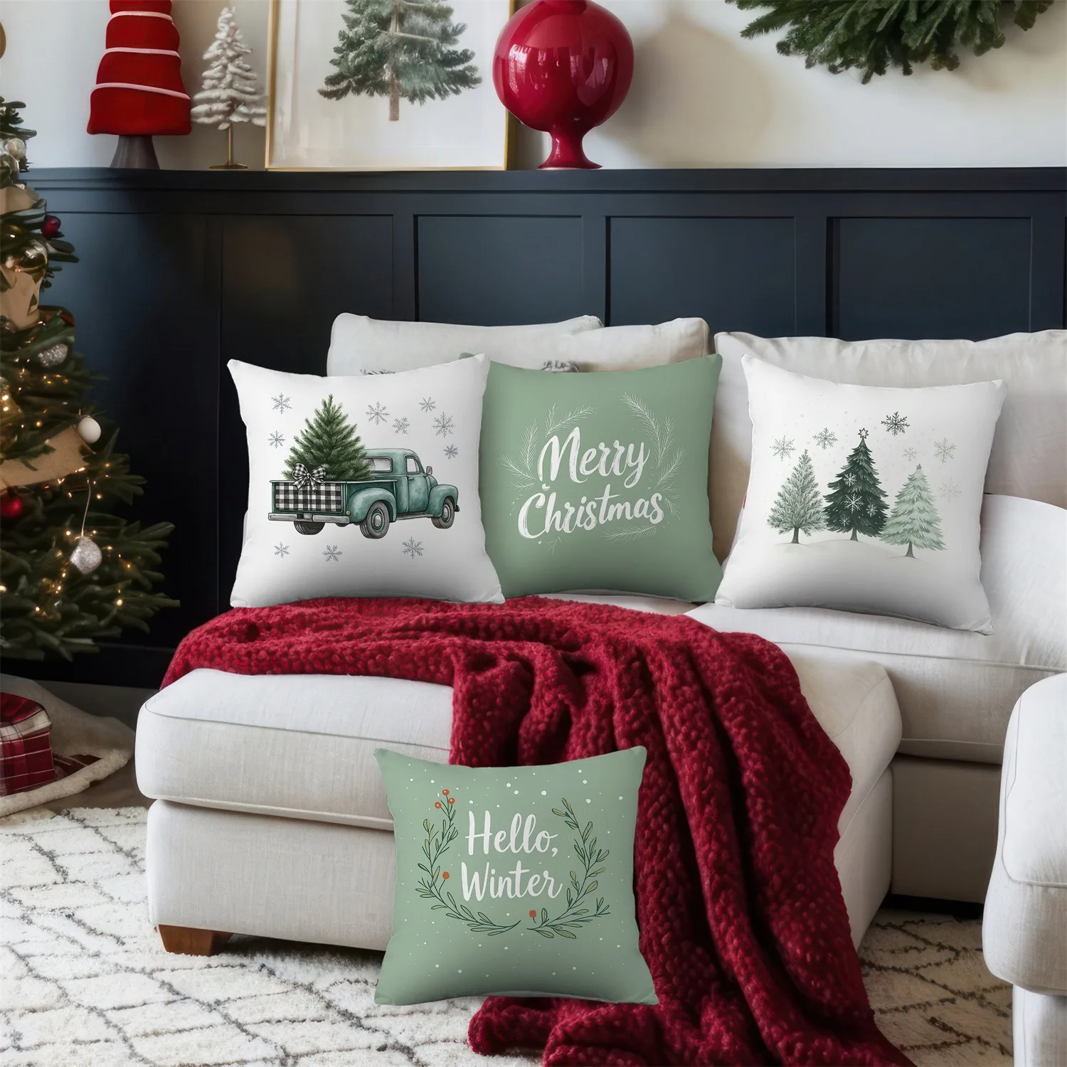 4 Christmas Pillowcases - Merry Christmas Cushions for Winter Home Decor, Suitable for Sofas and Living Rooms
4 Christmas Pillowcases - Merry Christmas Cushions for Winter Home Decor, Suitable for Sofas and Living Rooms