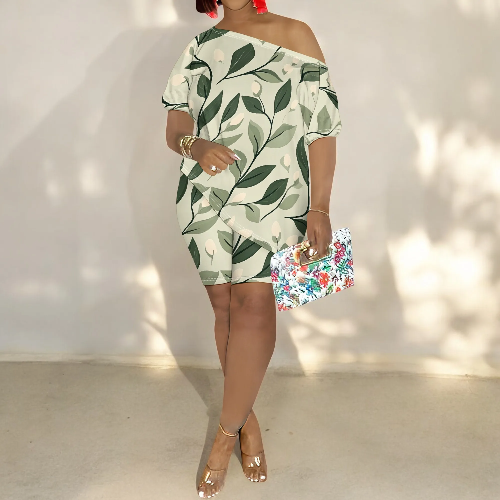 Women Casual Floral Print 2 Piece Outfits Jumpsuits Short Sleeve Irregular Top Bodycon Short Leg Pants Set Tracksuits
Women Casual Floral Print 2 Piece Outfits Jumpsuits Short Sleeve Irregular Top Bodycon Short Leg Pants Set Tracksuits