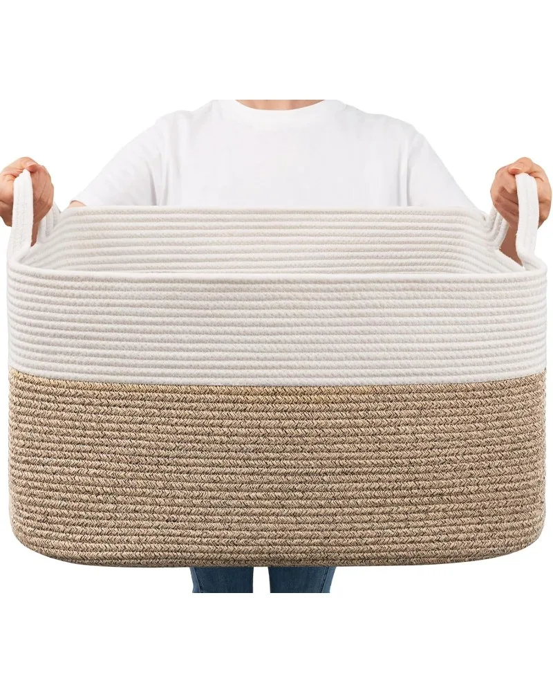 Large Woven Blanket Basket, Storage Baskets for Organizing, Rectangle Cotton Rope Toy Basket for Living Room
Large Woven Blanket Basket, Storage Baskets for Organizing, Rectangle Cotton Rope Toy Basket for Living Room