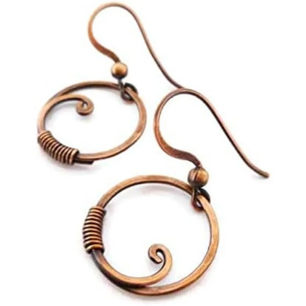 Handcrafted Solid Copper Wire Wrapped Hoop Earrings Small 5 8 Inch Antiqued Drop
Handcrafted Solid Copper Wire Wrapped Hoop Earrings Small 5 8 Inch Antiqued Drop