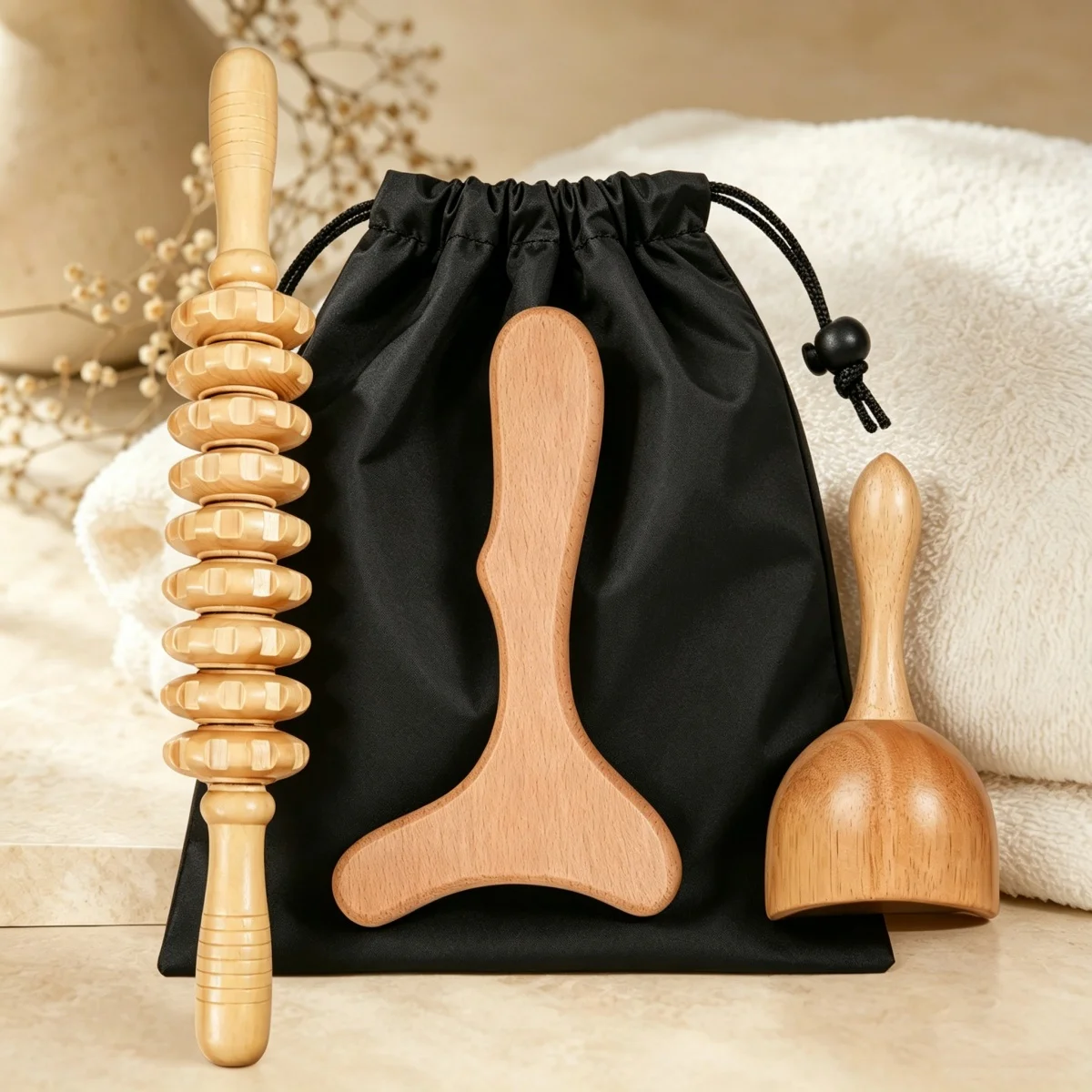 Wooden Massage Tools Kit with Black Bag - Natural Wood Therapy Massager for Full Body, Muscle Soreness Relief and Wellness
Wooden Massage Tools Kit with Black Bag - Natural Wood Therapy Massager for Full Body, Muscle Soreness Relief and Wellness