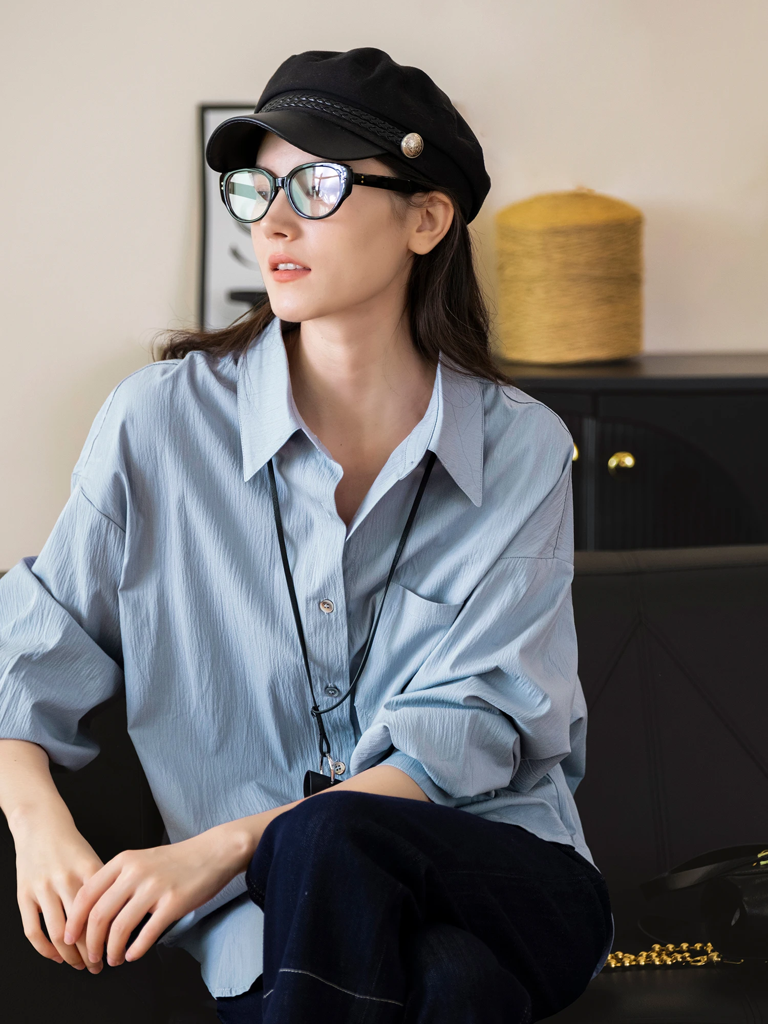 Свободная хлопковая рубашка с длинным рукавом, микротекстурой и воротником, однотонная, универсальная, женская, повседневная, китайского производства
Свободная хлопковая рубашка с длинным рукавом, микротекстурой и воротником, однотонная, универсальная, женская, повседневная, китайского производства