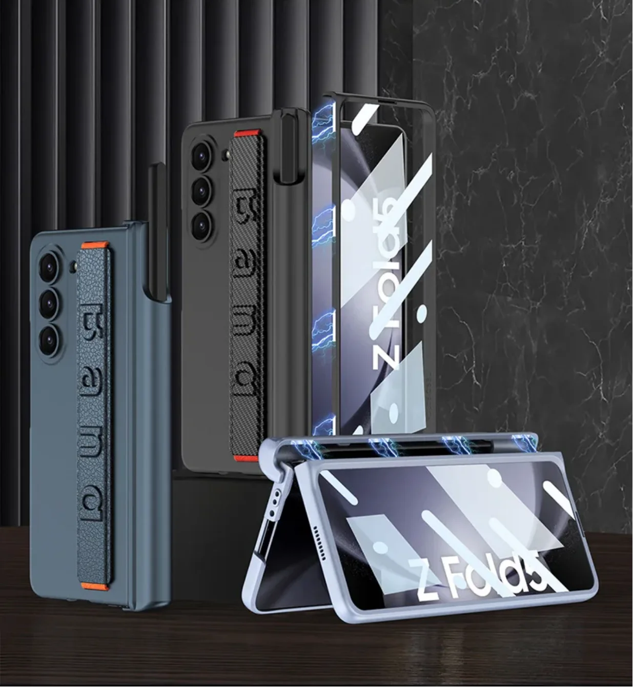 New wristband magnetic hinged pen holder mobile phone case suitable for Samsung Fold5 folding anti-fall protective case
New wristband magnetic hinged pen holder mobile phone case suitable for Samsung Fold5 folding anti-fall protective case