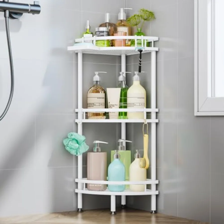 Standing Corner Shower Caddy - 3 Tier Shower Organizer Corner with Soap Holder and 4 Hooks, Rustproof Bathroom Storage Shelves
Standing Corner Shower Caddy - 3 Tier Shower Organizer Corner with Soap Holder and 4 Hooks, Rustproof Bathroom Storage Shelves
