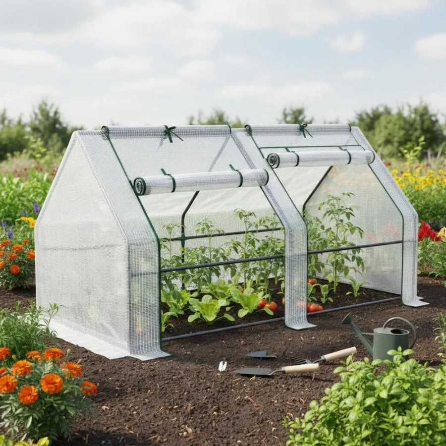 Mini Small Greenhouse with Steel Frame & PE Cover & Zipped Window Poly tunnel Steeple for Plants Vegetables, 180 x 90
Mini Small Greenhouse with Steel Frame & PE Cover & Zipped Window Poly tunnel Steeple for Plants Vegetables, 180 x 90