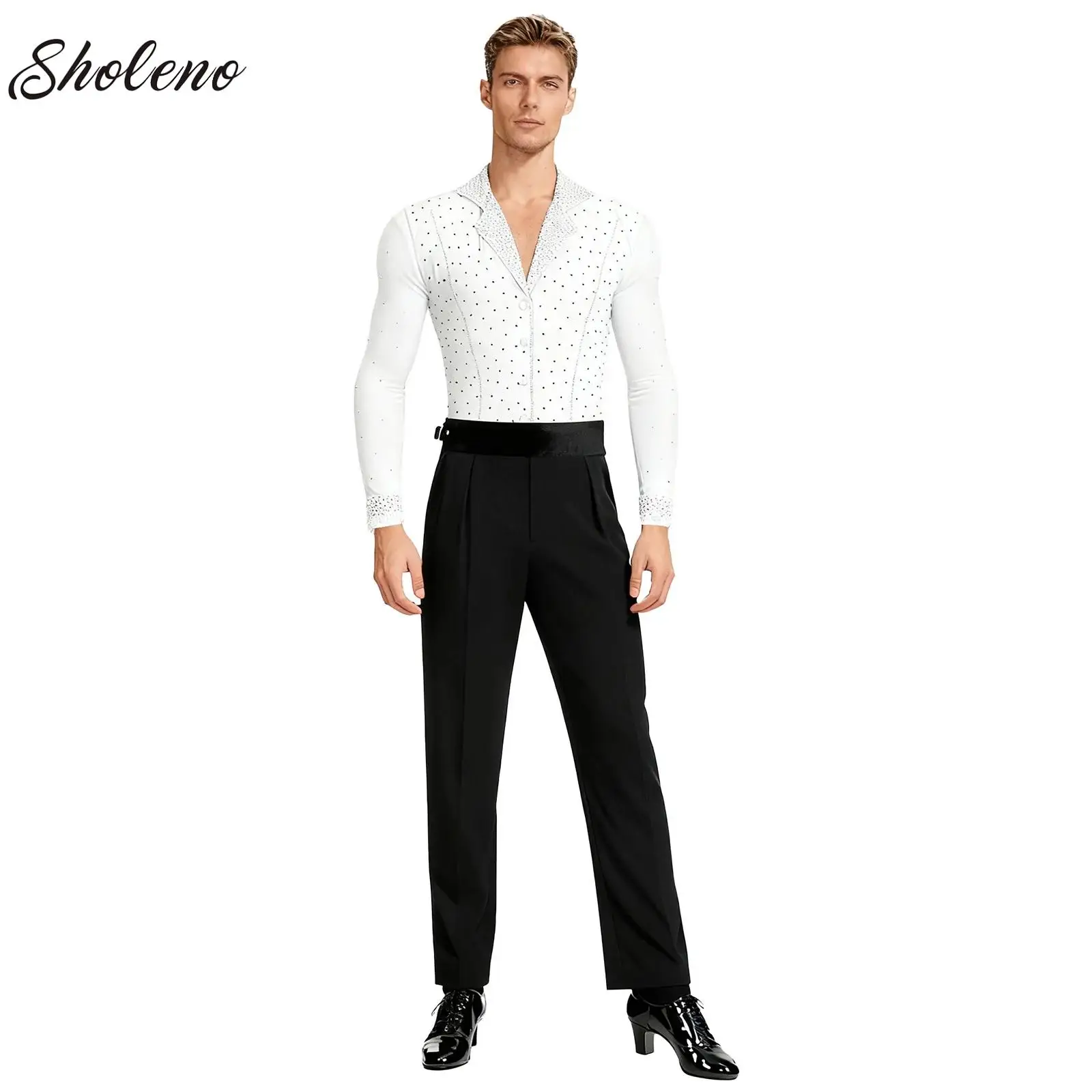 Men Latin Dance Shirts Bodysuit with Pants New Long Sleeve Ballet Dance Leotard Ballroom Tango Rumba Gymnastics Dancewear Outfit
Men Latin Dance Shirts Bodysuit with Pants New Long Sleeve Ballet Dance Leotard Ballroom Tango Rumba Gymnastics Dancewear Outfit