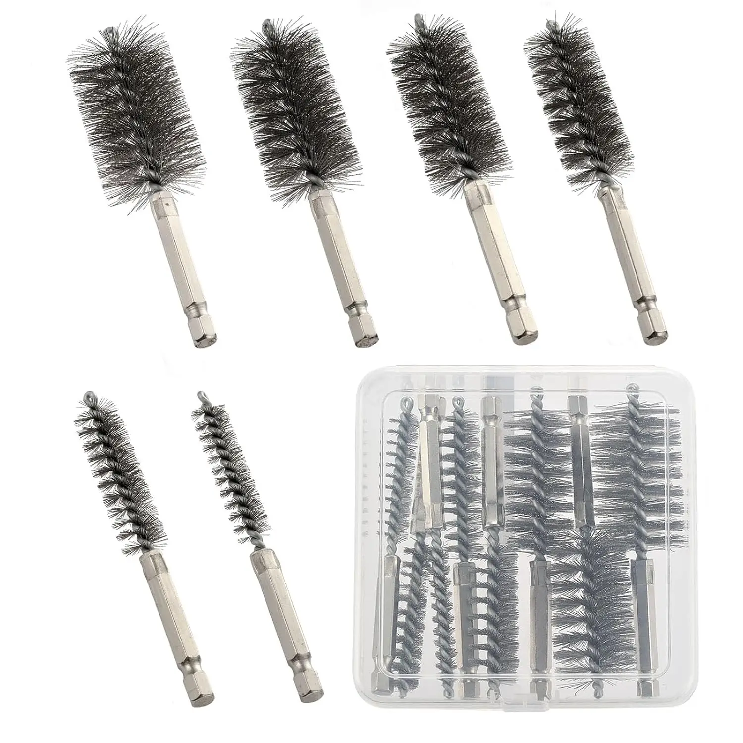 6-Piece Wire Brush Set for Drill, Stainless Steel Bore Brushes with 1/4" Hex Shank, Cleaning Attachments for Power Tools
6-Piece Wire Brush Set for Drill, Stainless Steel Bore Brushes with 1/4" Hex Shank, Cleaning Attachments for Power Tools