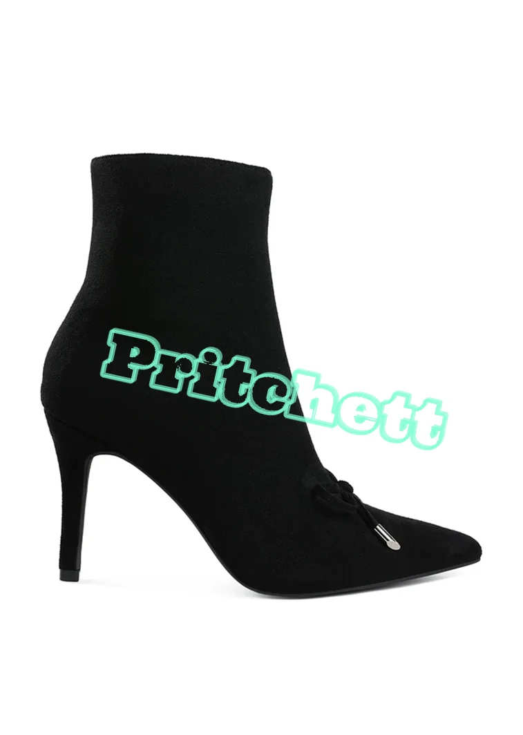 Solid Bows Pointed Toe Ankle Boots Pointed Toe Side Zipper Thin High Heels Women Dress Party Stilettos Boots Autumn 2025 New
Solid Bows Pointed Toe Ankle Boots Pointed Toe Side Zipper Thin High Heels Women Dress Party Stilettos Boots Autumn 2025 New