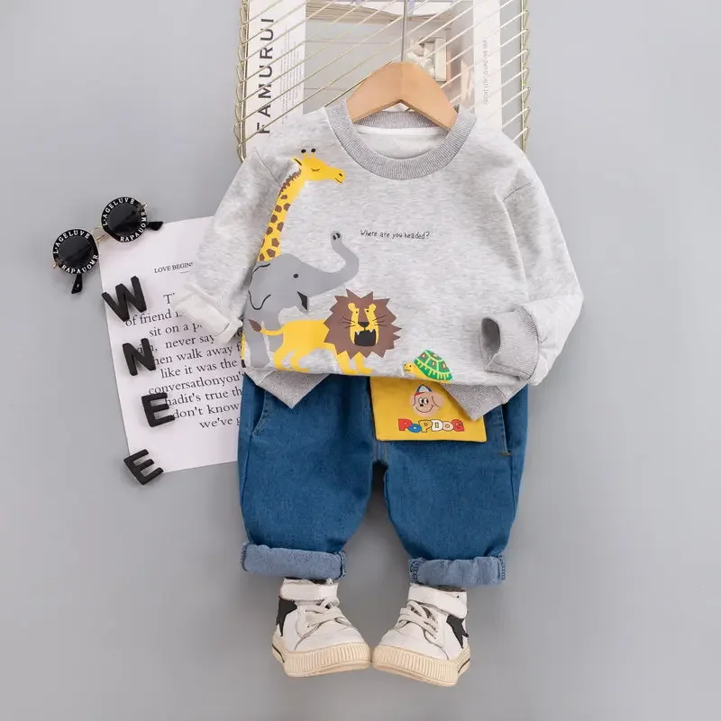 Spring Kids Boys Casual Clothes Kids Cartoon Animals T-Shirt Pants 2Pcs/Set Infant Cotton Clothing Children Fashion Tracksuit
Spring Kids Boys Casual Clothes Kids Cartoon Animals T-Shirt Pants 2Pcs/Set Infant Cotton Clothing Children Fashion Tracksuit