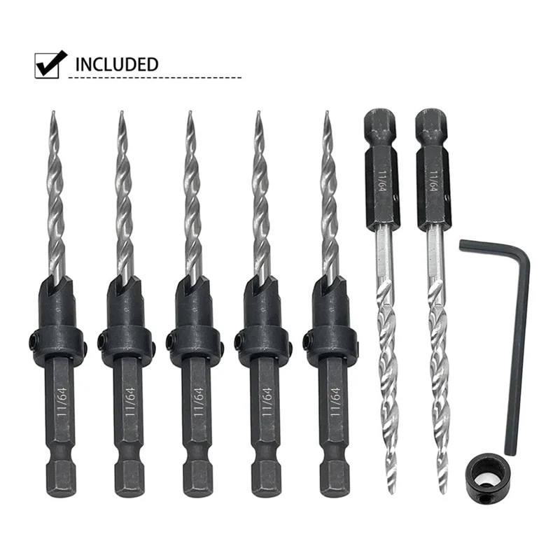 5Pcs Wood Countersink Drill Bit Set With 2Pcs Counter Sinker Replacement Tapered Drill Bit For Drilling Pilot Hole
5Pcs Wood Countersink Drill Bit Set With 2Pcs Counter Sinker Replacement Tapered Drill Bit For Drilling Pilot Hole