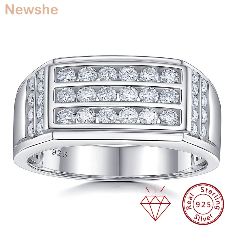 Мужское кольцо Newshe из стерлингового серебра 925 пробы с инкрустацией сертифицированным муассанитом, обручальное/помолвочное кольцо, эффектное кольцо для джентльменов
Мужское кольцо Newshe из стерлингового серебра 925 пробы с инкрустацией сертифицированным муассанитом, обручальное/помолвочное кольцо, эффектное кольцо для джентльменов