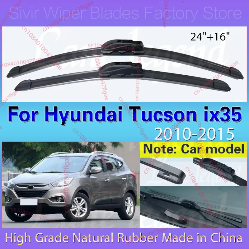 Щетки стеклоочистителя переднего стекла для Hyundai Tucson ix35 2010-2015, аксессуары для переднего окна, 24+16 дюймов
Щетки стеклоочистителя переднего стекла для Hyundai Tucson ix35 2010-2015, аксессуары для переднего окна, 24+16 дюймов