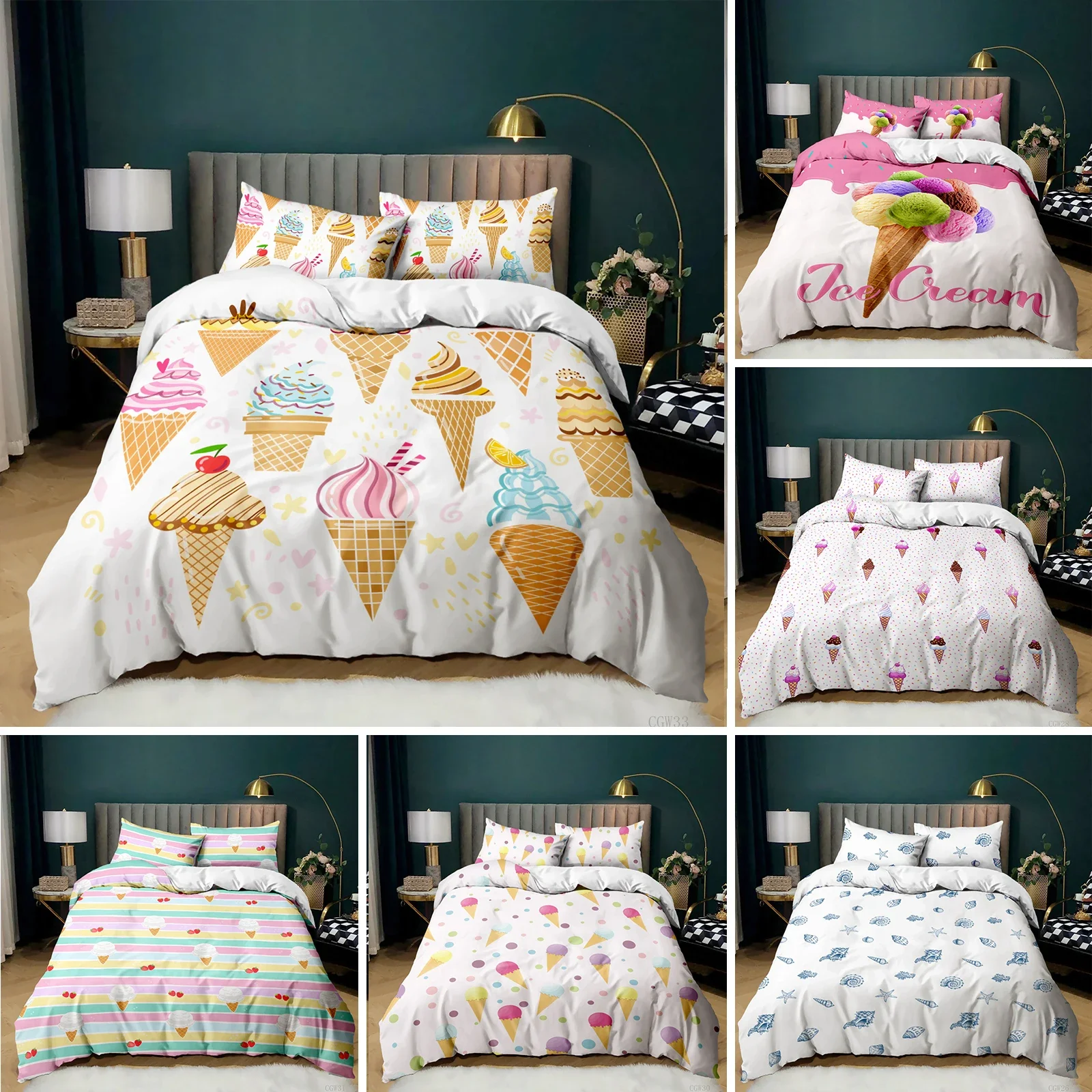 Ice Cream Duvet Cover Set Colorful Ice Cream Sweet Style Bedding Set for Kids Girl Microfiber Summer Queen King Size Quilt Cover
Ice Cream Duvet Cover Set Colorful Ice Cream Sweet Style Bedding Set for Kids Girl Microfiber Summer Queen King Size Quilt Cover