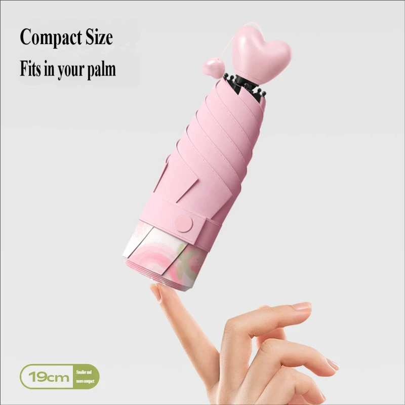 5 Folding Pocket Mini Umbrella Heart Shaped Handle UV Protection Sun Rain Dual Use Women Parasol
5 Folding Pocket Mini Umbrella Heart Shaped Handle UV Protection Sun Rain Dual Use Women Parasol