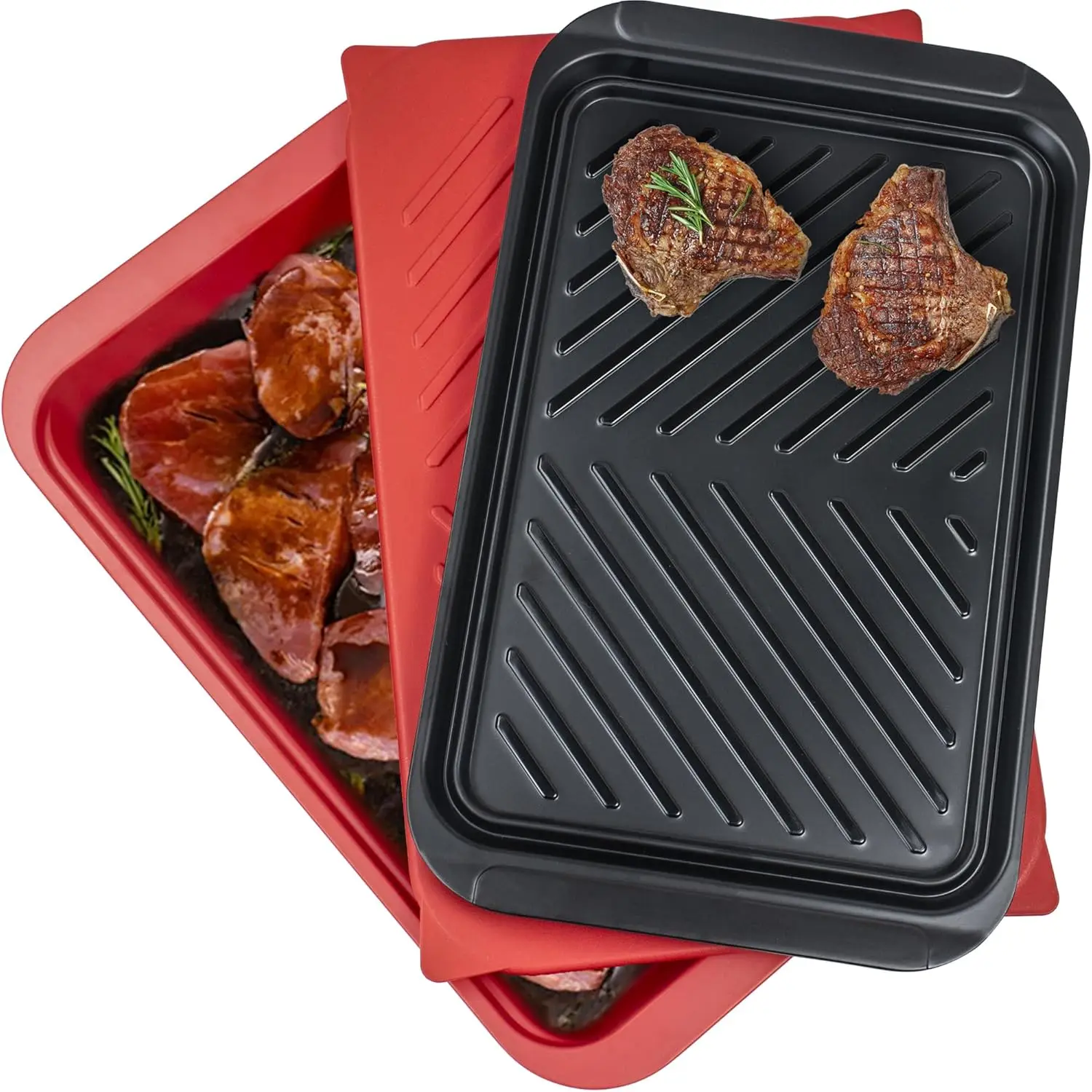 Grilling Prep and Serving Tray with Lid, BBQ Deep Tray for Marinating Raw and Cooked Food, Melamine Serving Trays for Fo
Grilling Prep and Serving Tray with Lid, BBQ Deep Tray for Marinating Raw and Cooked Food, Melamine Serving Trays for Fo