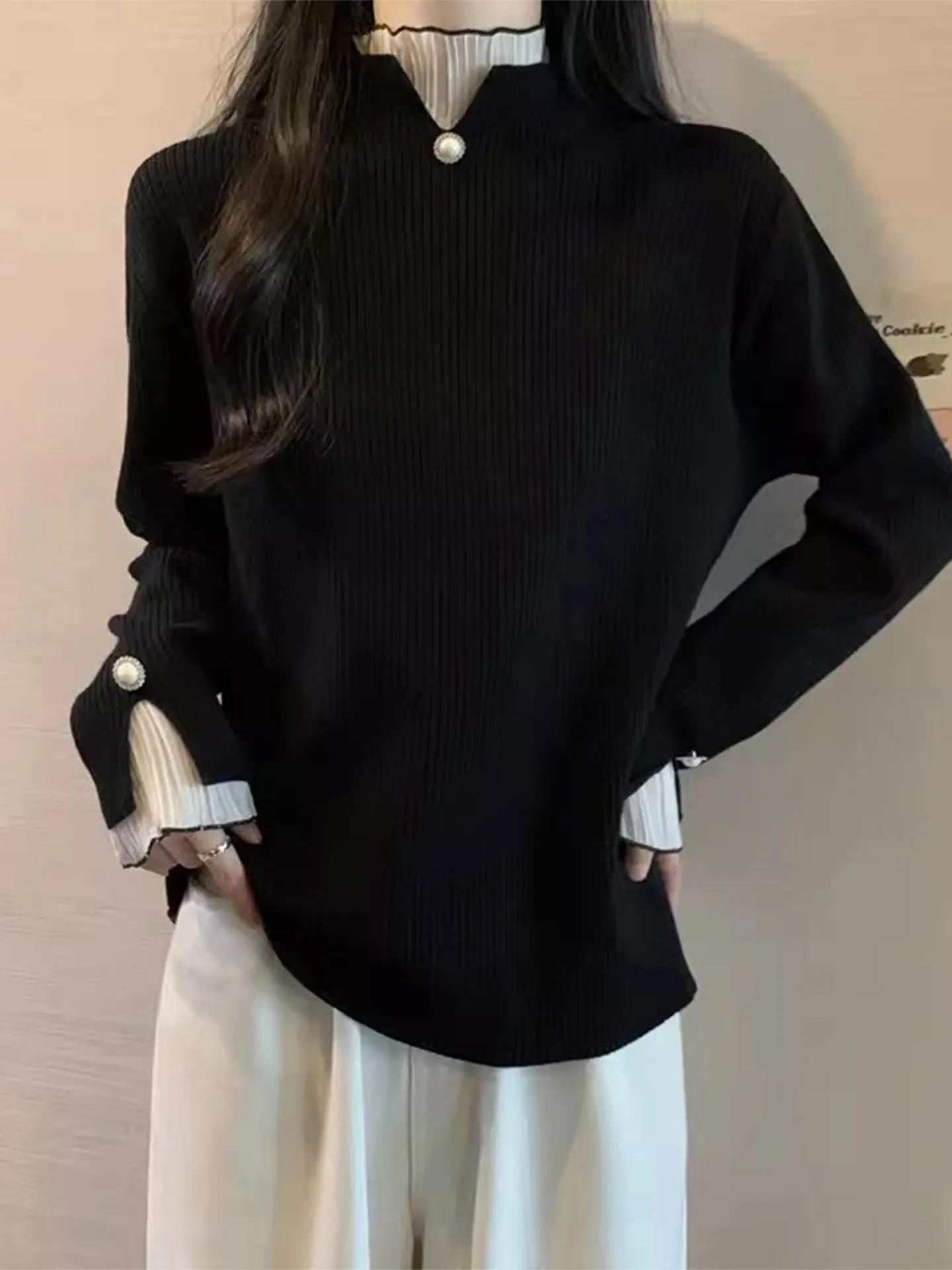 Loose Long Sve Bla Knitted Top f High Collar Casual Sle plus Size Women's Faionable Winter Upper Body
Loose Long Sve Bla Knitted Top f High Collar Casual Sle plus Size Women's Faionable Winter Upper Body