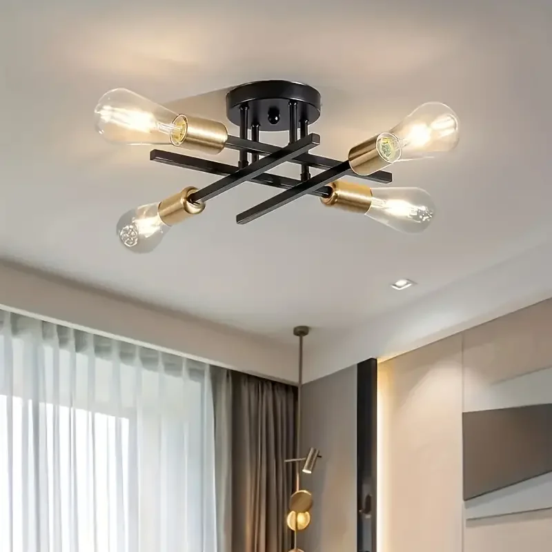 1-piece Black Metal Satellite Ceiling Light, Square Iron Tube Design, Industrial Style Home Decoration Lighting, E27/E26 Bulb Ba
1-piece Black Metal Satellite Ceiling Light, Square Iron Tube Design, Industrial Style Home Decoration Lighting, E27/E26 Bulb Ba
