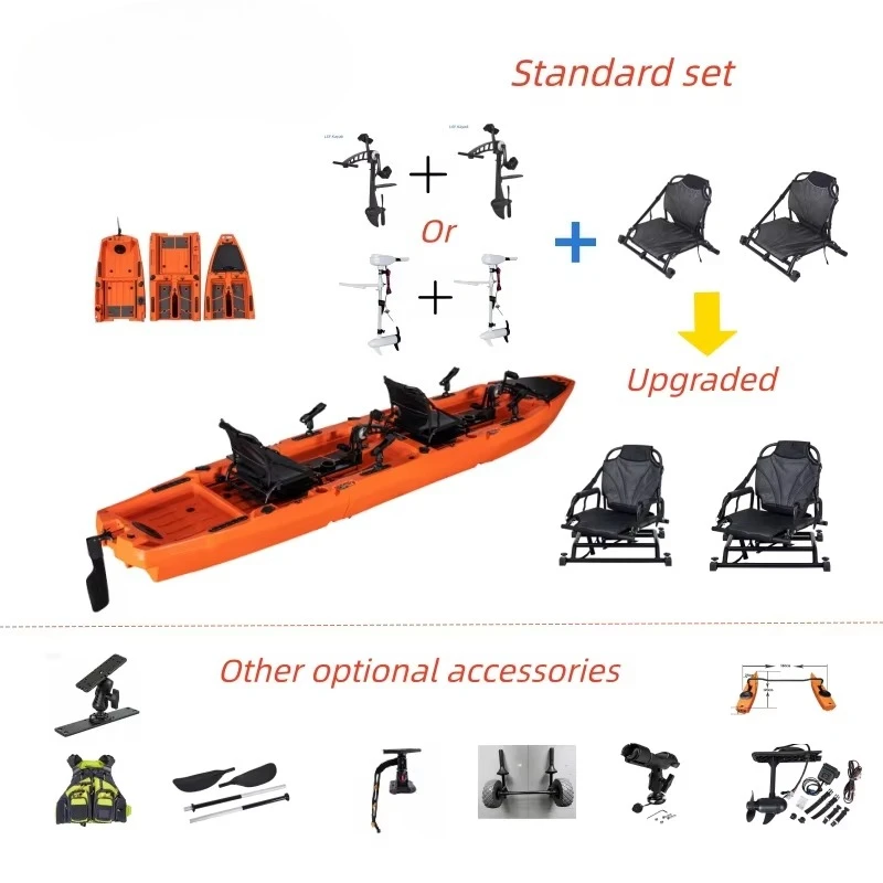 Airo LSF Two Person Double Plastic Modular Pedal Kayak Fishing Kayak Boat New 3 Piece Section Modular with Motor Accessor
Airo LSF Two Person Double Plastic Modular Pedal Kayak Fishing Kayak Boat New 3 Piece Section Modular with Motor Accessor