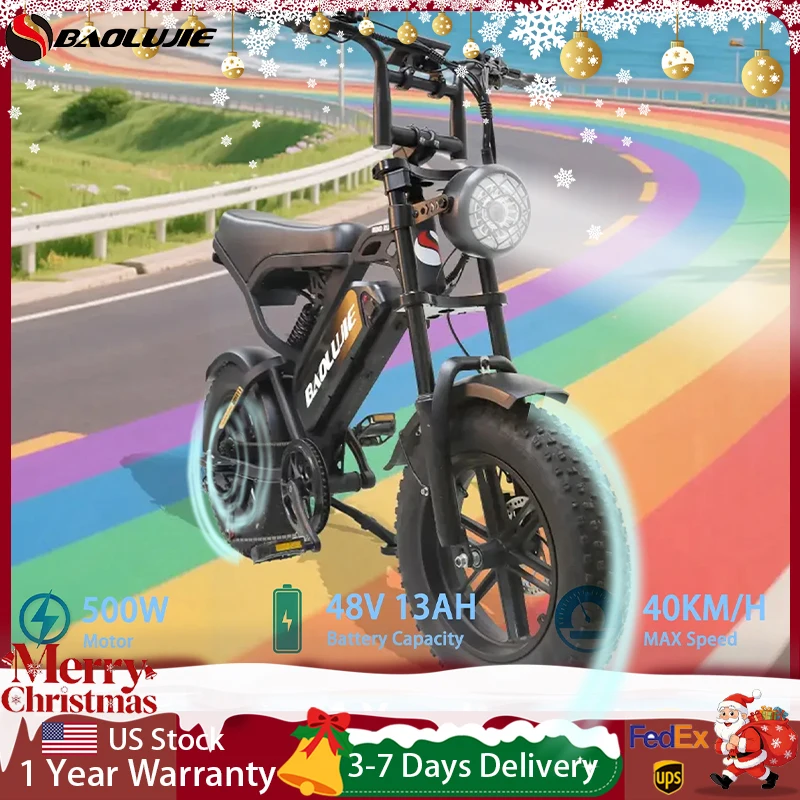 BAOLUJIE Electric Bicycle,Peak 2000W 48V13AH Lithium Electric,16" *4" Tire E Bike,Electric Bike,Max Speed 25MPH【1 Year Warranty】
BAOLUJIE Electric Bicycle,Peak 2000W 48V13AH Lithium Electric,16" *4" Tire E Bike,Electric Bike,Max Speed 25MPH【1 Year Warranty】