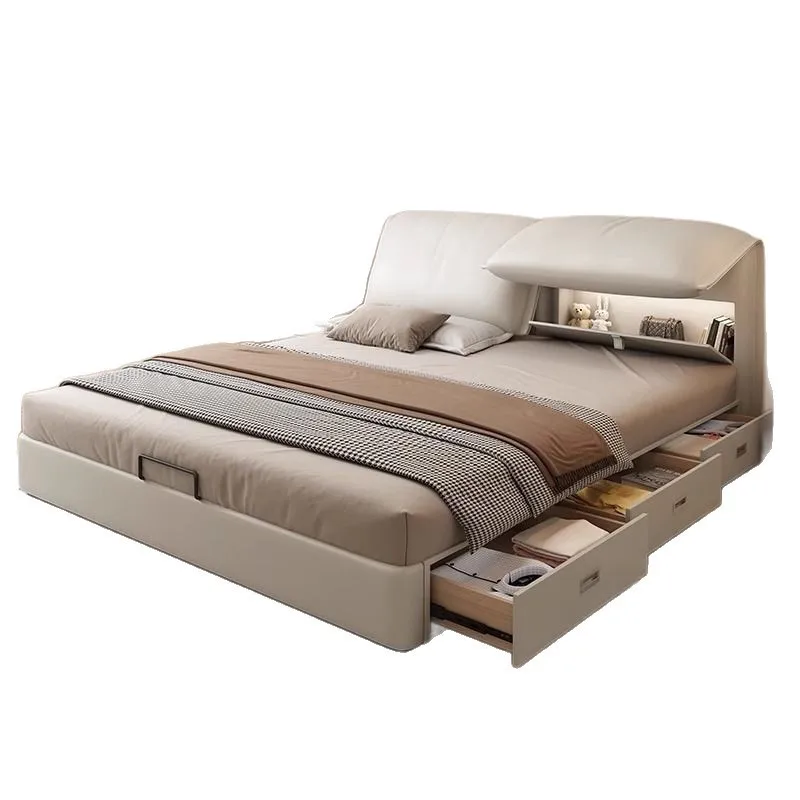 ns- Minimalist Leather Bed Modern Minimalist Master Bedroom High-end Atmosphere Light Luxury Double Bed Soft&
ns- Minimalist Leather Bed Modern Minimalist Master Bedroom High-end Atmosphere Light Luxury Double Bed Soft&